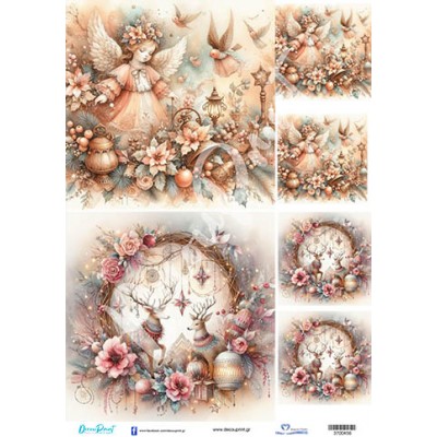 3700456 Αγγελάκια Τάρανδος Στεφανάκι Χριστούγεννα Ριζόχαρτο Α3