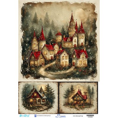 3700483 Χριστουγεννιάτικα Σπίτια Ριζόχαρτο Α3