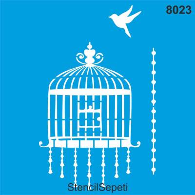SEP-8023 Στένσιλ με μοτίβο Πουλί και Κλουβί