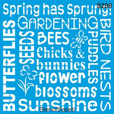 SEP-8208 Στένσιλ Λέξεις Άνοιξης Λουλουδιών