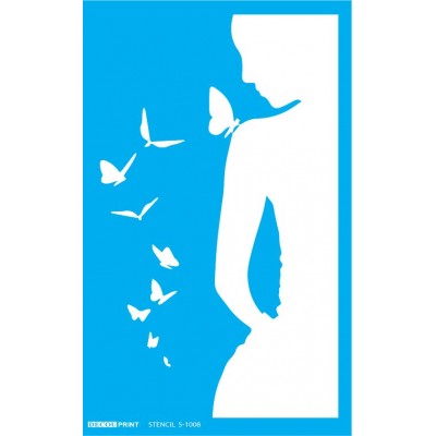 Υφασμάτινο  Στένσιλ Woman & Butterflies S-1008