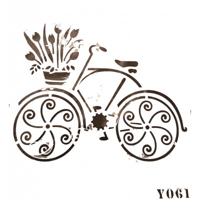 B-Y061 Στένσιλ Ποδήλατο με λουλούδια 20χ20