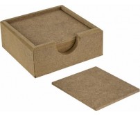 BK-KT1249 MDF  Σουβέρ τετράγωνο 6 τεμ. με θήκη 14x11x4cm